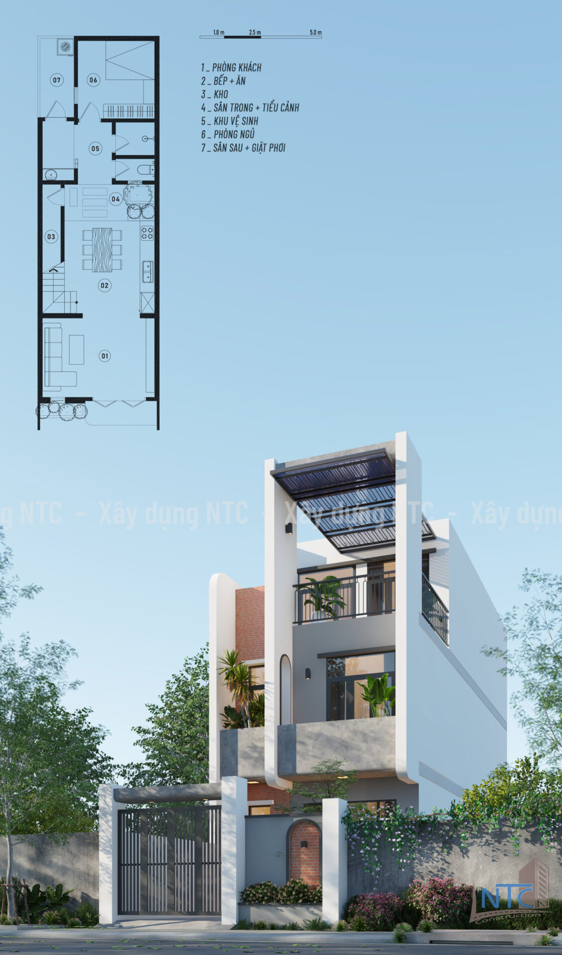 Mẫu nhà phố 1 trệt 2 lầu (Concept 2). (ảnh 1)