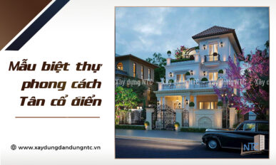 Mẫu nhà biệt thự tân cổ điển 3 tầng đẹp lung linh về đêm.
