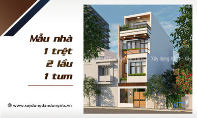 Mẫu nhà phố 1 trệt 2 lầu 1 tum hiện đại, x2 diện tích sử dụng.