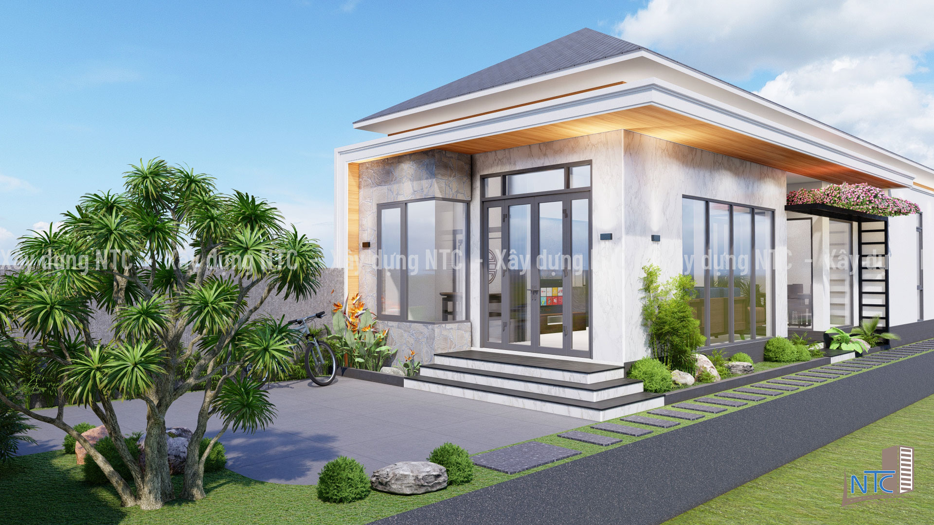 Mẫu nhà cấp 4 tân cổ điển mái Nhật. (ảnh 5)