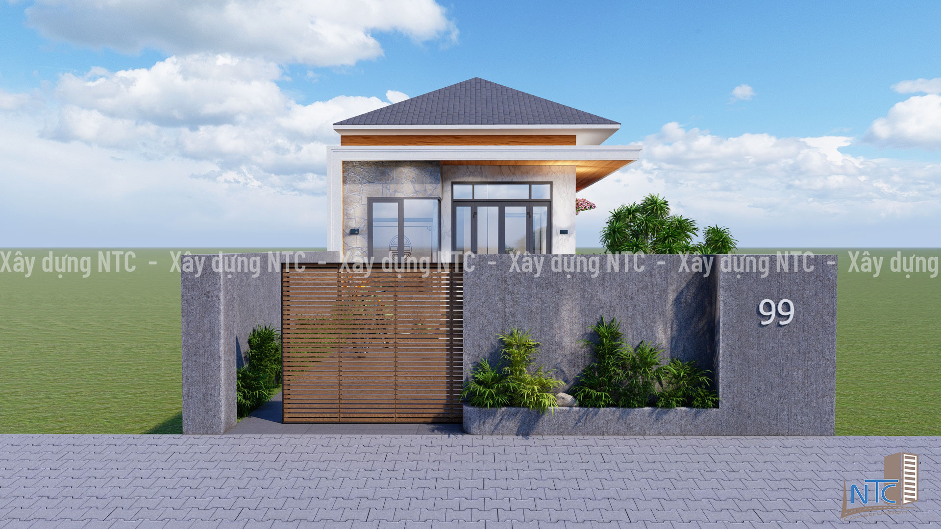 Mẫu nhà cấp 4 tân cổ điển mái Nhật. (ảnh 7)