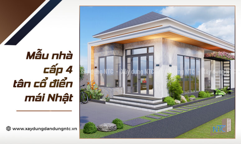 Mẫu nhà cấp 4 tân cổ điển mái Nhật.
