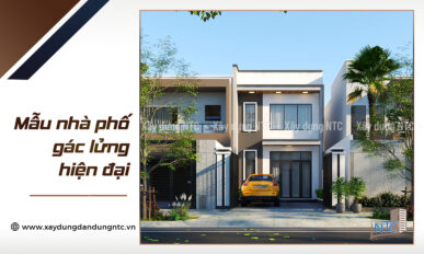 Mẫu nhà phố gác lửng phong cách hiện đại.