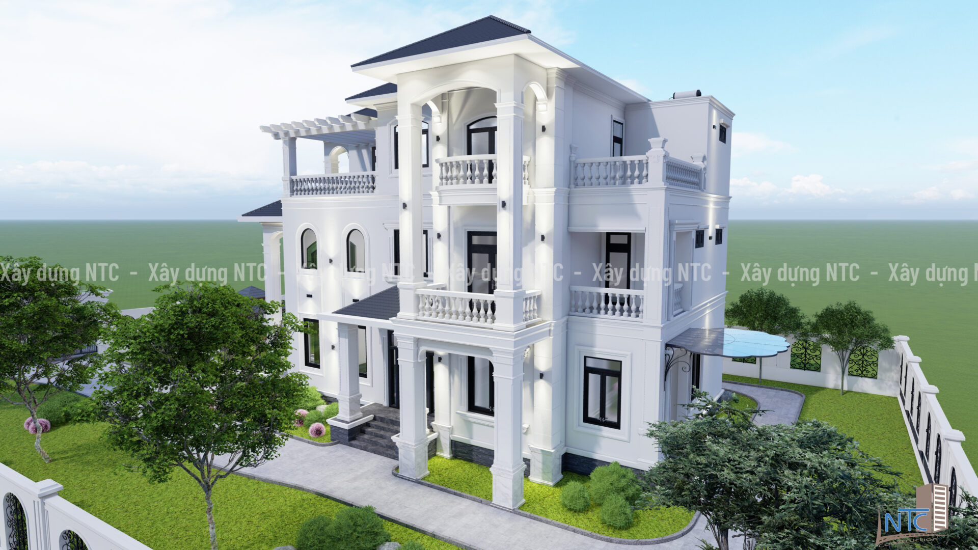 Mẫu biệt thự Tân cổ điển mái Nhật sang trọng, đẳng cấp. (ảnh 4)