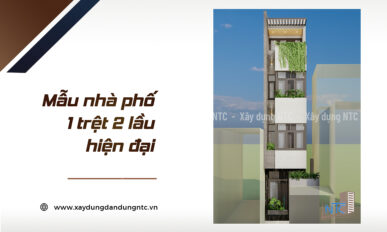 Mẫu nhà phố 1 trệt 2 lầu phong cách hiện đại.