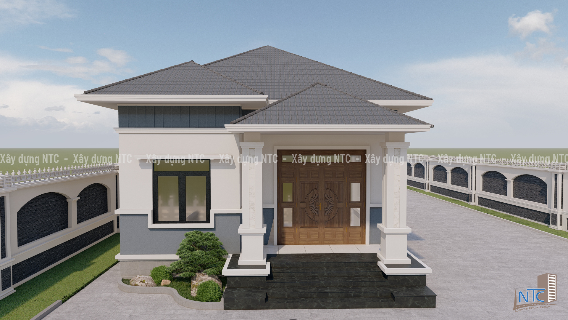 Mẫu nhà cấp 4 mái Nhật phong cách Tân cổ điển. (ảnh 2)