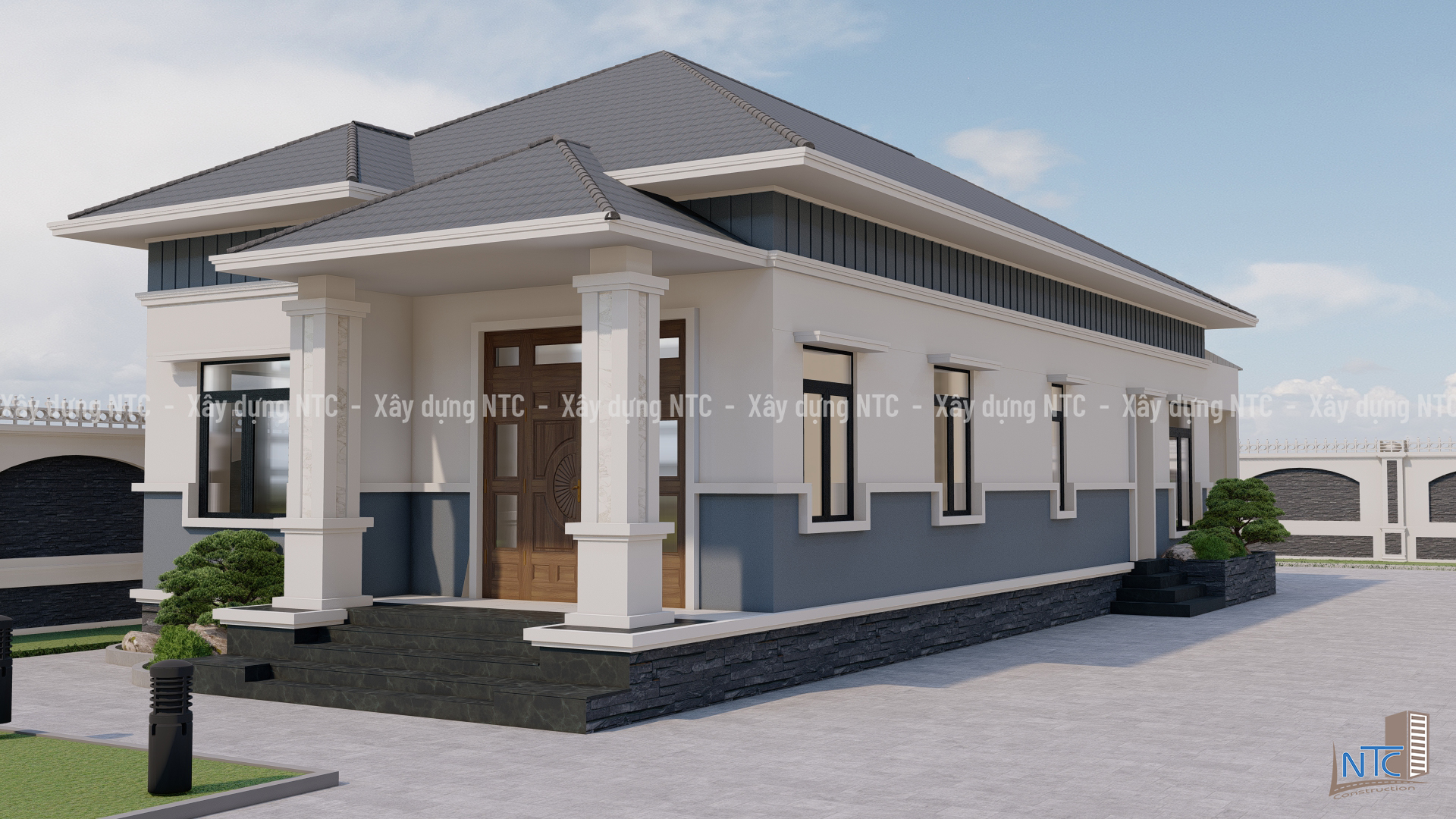 Mẫu nhà cấp 4 mái Nhật phong cách Tân cổ điển. (ảnh 3)