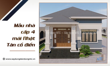 Mẫu nhà cấp 4 mái Nhật phong cách Tân cổ điển.