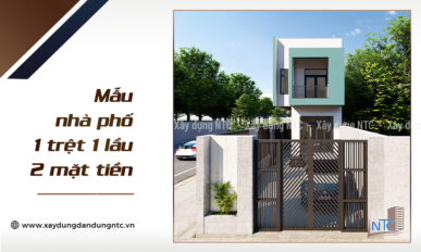 Mẫu nhà 1 trệt 1 lầu phong cách hiện đại.