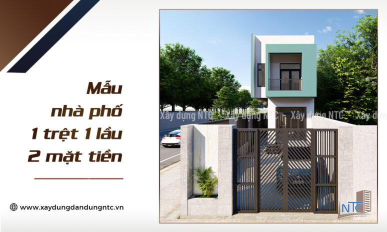 Mẫu nhà 1 trệt 1 lầu phong cách hiện đại.