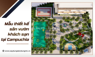 Mẫu thiết kế sân vườn khách sạn tại Campuchia.
