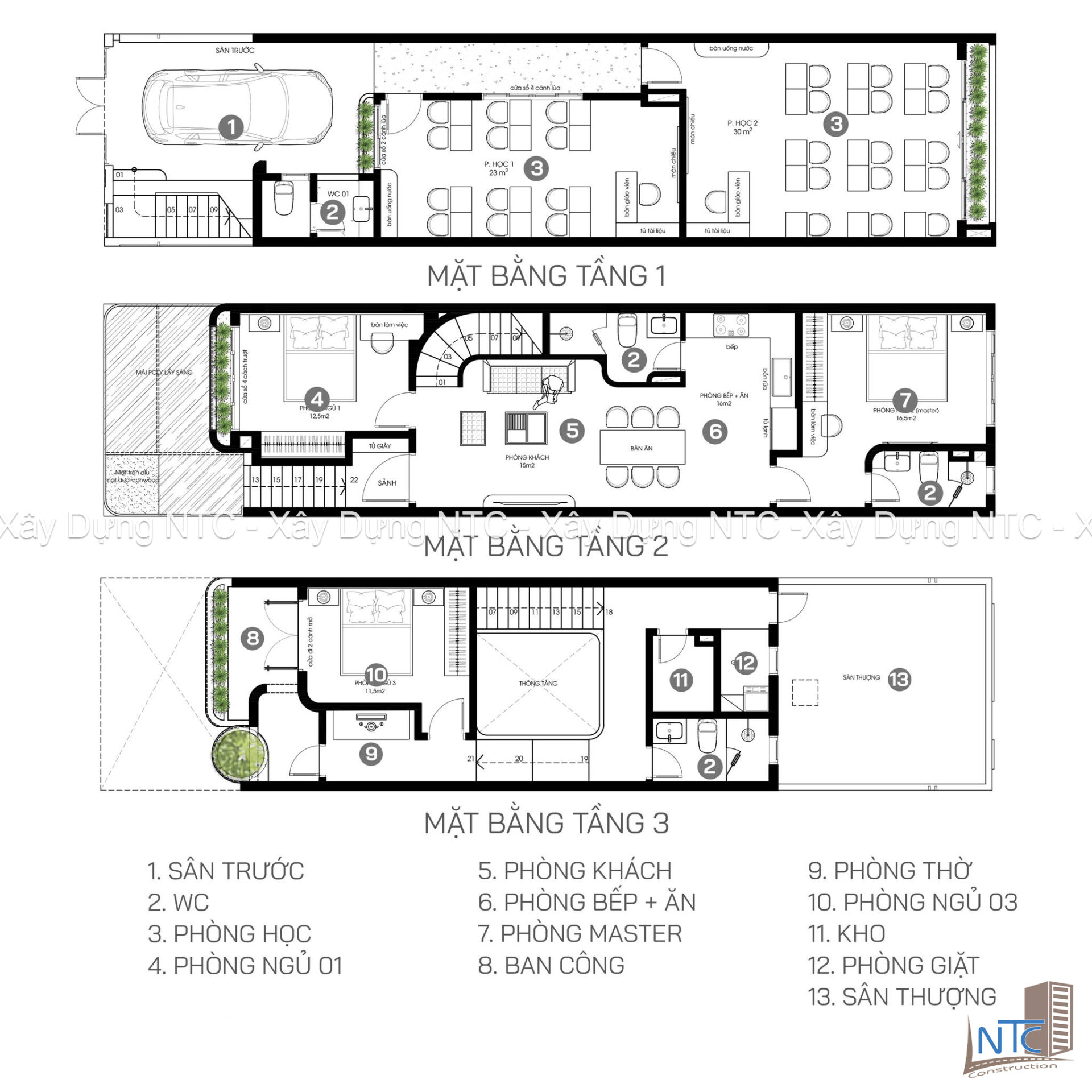 Mẫu nhà 5×20 3 tầng kết hợp dạy học. (ảnh 3)