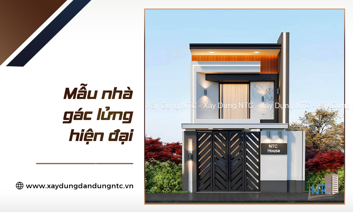 Mẫu nhà gác lửng hiện đại có gara ô tô. (ảnh 1)