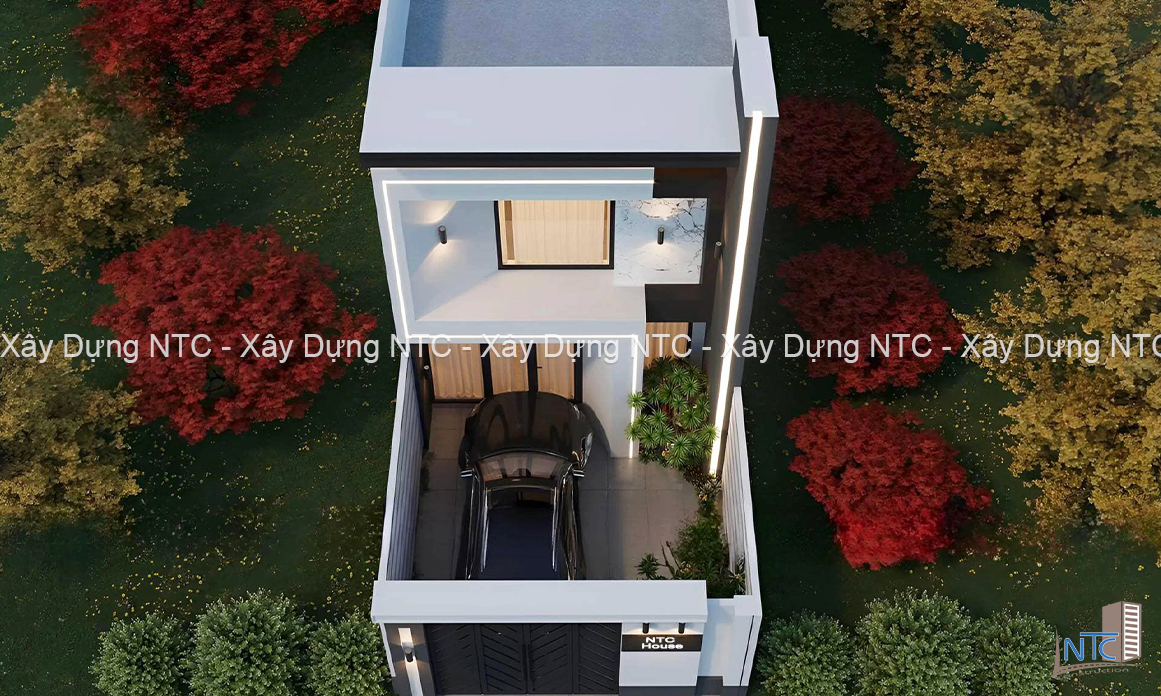 Mẫu nhà gác lửng hiện đại có gara ô tô. (ảnh 6)