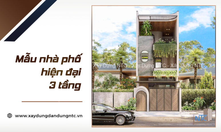 Mẫu nhà phố hiện đại 3 tầng không gian xanh.