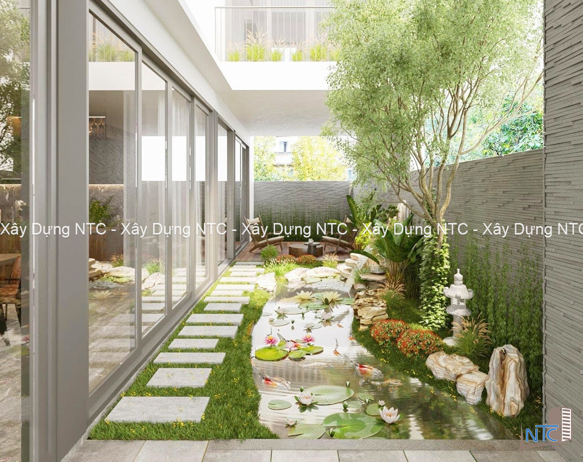 Mẫu thiết kế nhà 6.5x16m hiện đại – Tiểu cảnh hồ cá. (ảnh 8)