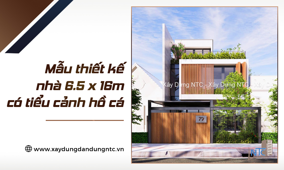 Mẫu thiết kế nhà 6.5x16m hiện đại – Tiểu cảnh hồ cá. (ảnh 1)