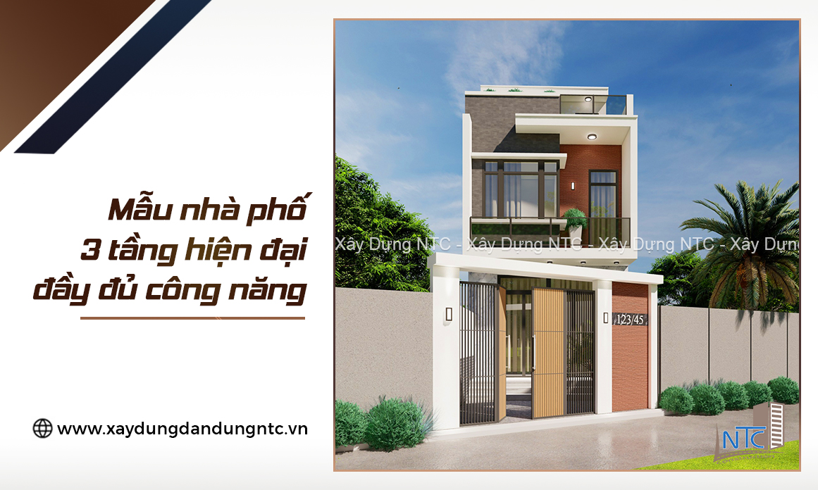 Mẫu nhà phố 3 tầng hiện đại, đầy đủ công năng. (ảnh 1)